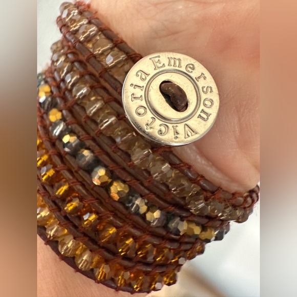 Victoria Emerson leather beaded wrap bracelet boho festival vibes EuroSummer - Picture 1 of 3
